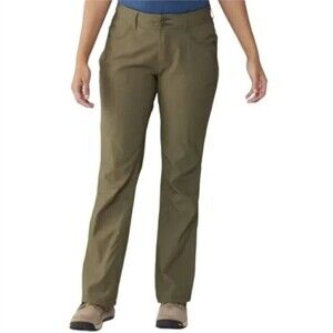 PrAna Halle Breathe Army Military Green Long Hiking Outdoor Roll Tab Pants Sz 8